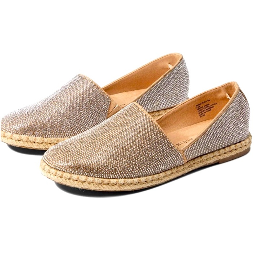 NEW Anne Klein Women’s Rhinestone Encrusted Kael Slip On Espadrille Sandals 7.5